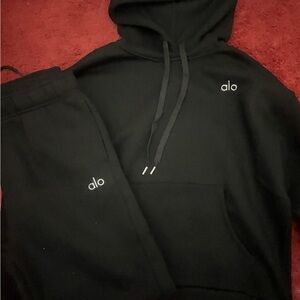 ALO Yoga Black Sweatshirt with White Logo Tag